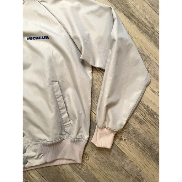 Vtg Michelin Swingster Jacket Khaki Tab Team Size Medium Made In USA Men's - Picture 3 of 9